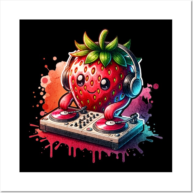 Strawberry DJ Wall Art by The Jumping Cart